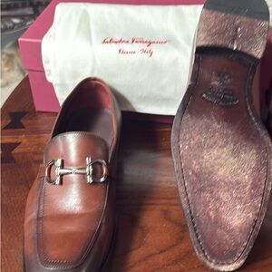 RAGA Brown Leather Loafers with Horsebit Design
